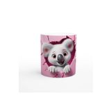Wisdom Rain Pembe Duvarı Yırtarak Bakan Sevimli Koala Temalı Baskılı Kupa Bardak
