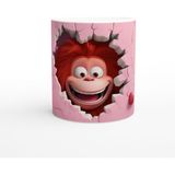 Wisdom Rain Pembe Kalpli Duvarı Yırtan Neşeli Orangutan Temalı Baskılı Kupa Bardak - Renkli
