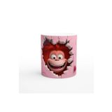 Wisdom Rain Pembe Kalpli Duvarı Yırtan Neşeli Orangutan Temalı Baskılı Kupa Bardak