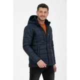 Wise Erkek Kapüşonlu Içi Polarlı Polyester Şişme Mont - Lacivert - XL
