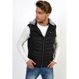 Wise Erkek Kapüşonlu Yelek Çıkarılabilir Kapüşon ve Penye Astar ile Şık ve Rahat - Siyah - 2XL