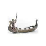 Wise Serisi – Kayık İçinde Kadın Mumluk Bronz – 17,5x39,5x11 Cm