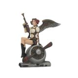 Wise Serisi – Pervane Motorunda Oturan Kadın Savaşçı Biblosu | Poliresin Dekoratif Obje 21x19x16 CM
