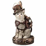 WISE Steampunk Kedi Dekoratif Obje – Poliresin Koleksiyon Biblosu – 17,5 cm