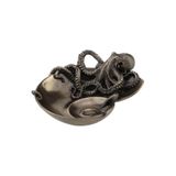 Wise Steampunk Serisi – Nautilus Kabuğu Üzerinde Ahtapot Tabak 18,5x14,5x7 cm | El Yapımı Dekoratif Obje | Poliresin