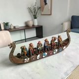 Wıse Viking Savaş Gemisi Dekoratif Obje - Poliresin Tarihi Gemi Modeli - 43 Cm Vitrin