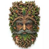 WISE Yeşil Adam Duvar Maskı Dekoratif Obje – Mitoloji ve Doğa Temalı Poliresin Duvar Dekoru – 26 cm