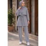 Wise&Go Store Kadın Kapüşonlu Fermuarlı Bel Büzgülü Tesettür Tunik Takım