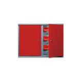 Wisent 2 Kapaklı Anahtarlı Metal Asma El Aleti Dolabı 36 Avadanlıklı Kırmızı 80x60x20 cm