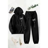 Wish BF Kadın Rahat Kapüşonlu Sweatshirt ve Eşofman Takımı Kelebek Düğümlü Boş Zaman Eşofman Takımı