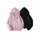 Wish BF Player Sevgili Çift Kombin - Pembe Gri Baskılı Oversize Kapüşonlu Sweatshirt