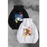 Wish BF Sevgili Çift Kombinleri Tom ve jery öpücük Tasarım 2 Li Ürün Kapşonlu Sweatshirt