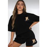 Wish BF Teddy Bear Baskılı Oversize Salaş T-Shirt & Şort Takım-Yazlık Alt Üst 2'Ii Şortlu Takım
