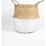 Wisha Natural El Yapımı Yarı Beyaz Renkli Natural Hasır Sepet - Small Boyut 25X25 Cm