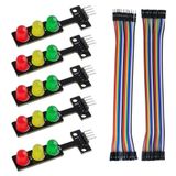 Wishiot Mini Trafik Işığı LED Ekran Modülü DC5V Kırmızı Sarı Yeşil LED Modülü F/M F/F Dupont Kablosu Arduino Micro için: Bit (5'li Paket)