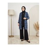 wishne Kadın Desenli Şifon Kimono ve Tunik Tesettür Takım - Siyah İkili Set - Rahat Kalıp, Şık ve Modern
