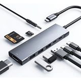 Wisipi Ally 9 In1 Type C Hub 4K 30hz HDMI USB 3.0sdpd ADAPTÖR-(5775) - WS003Q-9UWB67 - Gri