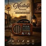 WISON Nostalji Solar Güneş Panelli Bluetooth USB Sd Kart Radyo Müzik Çalar - Ahşap - Ceviz