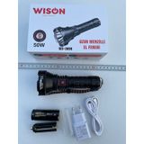 Wison Ws-3899 Uzun Menzilli Profesyonel El Feneri 50 Watt 4800 Ma Siyah