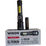 Wison WS-4848 Şarjlı El Feneri 1500 Lumen Zoomlu Mıknatıslı Profesyonel Fener