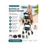 Witali 4 Tekerli Rölatör Frenli, Katlanabilir, Koltuklu Yürüteç Tekerlekli Rollator Walker Hasta Yürüteci