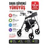 Witali Frenli, Katlanabilir, Koltuklu Yürüteç Tekerlekli Rollator Walker Hasta Yürüteci