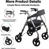 Witali Rölatör Frenli, Katlanabilir, Koltuklu Yürüteç Tekerlekli Rollator Walker Hasta Yürüteci - Gri