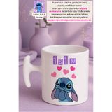 Witchy Co Stitch İsme Özel, Sevimli Kupa Bardak ve 1 adet Stitch Sticker (1 adet bardak)