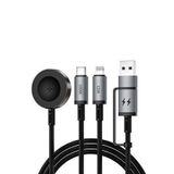 Wiwu Legend Wi-c050 3in1 Usb-a + Type-c To Lightning Type-c Akıllı Saat 1.2m 100w Şarj Kablosu - Siyah