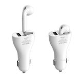 WIWU Solo F1 Bluetooth Kulaklık Araç Çakmaklık Şarjı, Bluetooth 5.0 Kablosuz Mono Kulaklık, USB 2.4A Araç Şarj Cihazı, Handsfree Araç İçi Telefon Kulaklığı, 12V-24V Beyaz