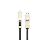 Wiwu WI-C039 Titan Serisi 4in1 A+C To C+L LED Dijital Göstergeli Çoklu Şarj Kablosu 15CM Titanyum
