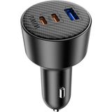 Wiwu WI-CC026 Hızlı Şarj Özellikli Pd Type-C + Usb-A Portlu Aramid Fiber Araç Şarj Aleti 200W Siyah