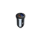 Wiwu WI-CC030 Nano Lite Type-C + Usb-A Hızlı Şarj Akım Korumalı Araç Şarj Aleti Pd ve Qc3.0 35W Gri