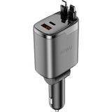 Wiwu WI-CC034 Type-C + Usb-A Hızlı Şarj Özellikli Gan Teknolojili Kablolu Araç Şarj Aleti 111W Gri