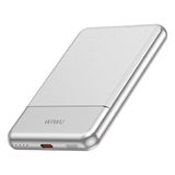 Wiwu WI-P088 LED Işık Göstergeli Pd 20W Kablosuz Powerbank 5000MAH 15W Gümüş