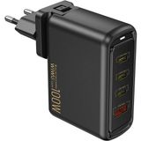 Wiwu WI-U022W Warrior Serisi 100W GaN QC+PD Seyahat Şarj Adaptörü Siyah