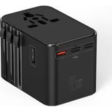 Wiwu WI-UA006 Çoklu Universal Tr/us/uk/aus/eu Uyumlu Seyahat Şarj Adaptörü 45W Siyah