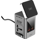 Wiwu WI-W040 Telefon & Akıllı Saat & Kulaklık Için Gan 65W 8in1 Şarj Istasyonu Gri