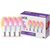 Wiz Akıllı LED Ampul E14 4'lü Set | 16 Milyon Renk, Dim Edilebilir, Wifi & Bluetooth Kontrollü, Uyumlu Uygulama ve Sesli Komut ile Akıllı Aydınlatma | 40W (470 Lm) - Işık Rengi