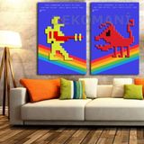 Wizard Of Wor İkili Retro Kanvas Tablo dkm-k18 - Modern Duvar Tablosu (70x100cm)