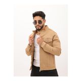WKM Çift Cep Fermuarlı Camel Hakim Yaka Erkek Casual Kot Ceket