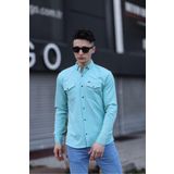 WKM Çift Cepli Çıtçıtlı Mint Yeşili Erkek Gömlek