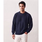 Wkm Erkek Oversize Bisiklet Yaka Örme Triko Kazak - Lacivert - XL