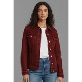 Wkm Kadın Rahat Kesim Çift Cepli Denim Kot Ceket - Bordo