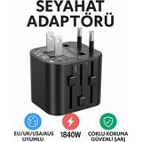 Wl-28 Evrensel Seyahat Şarj Cihazı Uluslararası Dönüştürücü Fiş (Maksimum 1840W) Tüm Dünya Için Tek Priz - Siyah