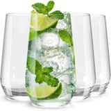 Wlasss 16 oz Highball Bardakları, 4 Adet Kurşunsuz İçme Bardakları. Su, Meyve Suyu, Şarap, Bira ve Viski için Şeffaf Cam Bardak Seti, Kokteyl Bardağı Seti İçecek