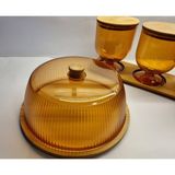 Wlln Swan Striped Kek Fanusu 29 cm Amber - Bakır