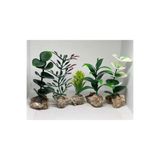 wloria AKVARYUM DEKORU YAPMA-YAPAY BİTKİ VE KAYA 5'Lİ SET - 10-12 cm