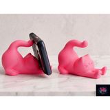 WLS Studio Sevimli Esneyen Kedi Telefon Tutucu - Masaüstü Dekoratif Telefon Standı ve Kedi Severlere Hediye Biblo 12CM - Pembe