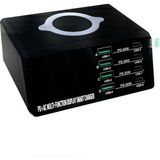 WLX X9D 110W Çoklu Bağlantı Noktalı Akıllı Şarj Istasyonu + Kablosuz Şarj Cihazı AC100-240V - Gümüş - Siyah